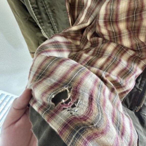 00s American Eagle Flannel Lined Faded Barn Coat - Size Small - Faded - Picture 10 of 11